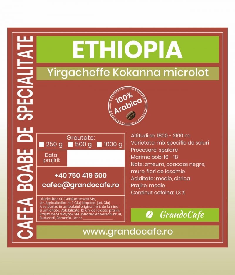 Cafea de origine Ethiopia Yirgacheffe